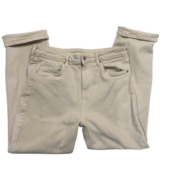 H&M &Denim Jeans Womens Size 10 Vintage Slim High Waist Beige Denim - Picture 2 of 15